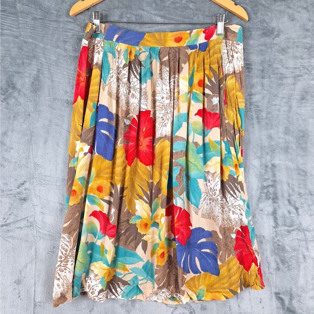 Womens Skirt Medium Boho‎ Gauzy Summer Vacation Resort Tropical Peasant Hawaiian